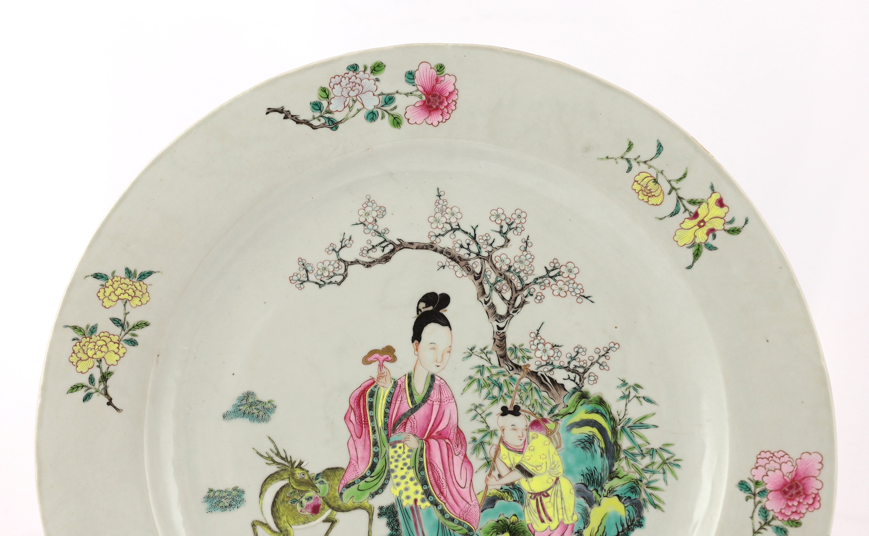 A large Chinese famille rose ‘Magu’ dish, Yongzheng period